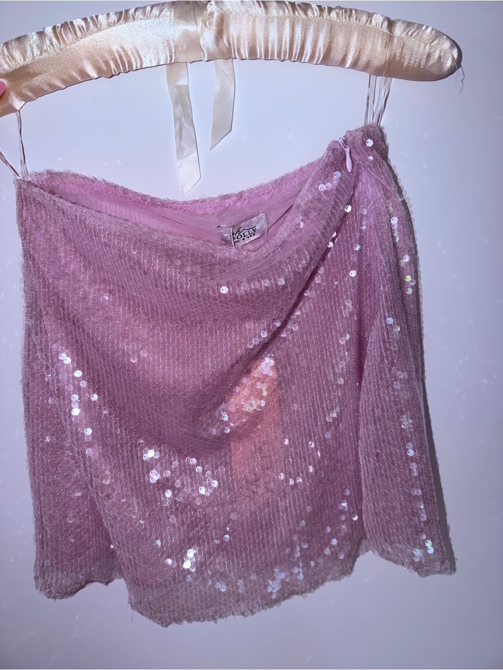 Oh Polly Dusty Pink Sequin Long Sleeve Blouse and skirt - Picture 4 of 6